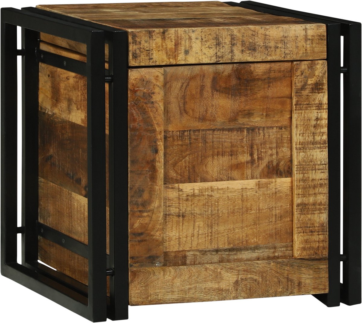 vidaXL - Opbergbox - Bruin - en - Zwart - 40 - x - 40 - x - 40 - cm - Massief - Mango - Hout