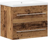 vidaXL - Salle de bain - Meuble à linge - avec - Lavabo - Intégré - Ancien - Bois - Contrecollé - Bois