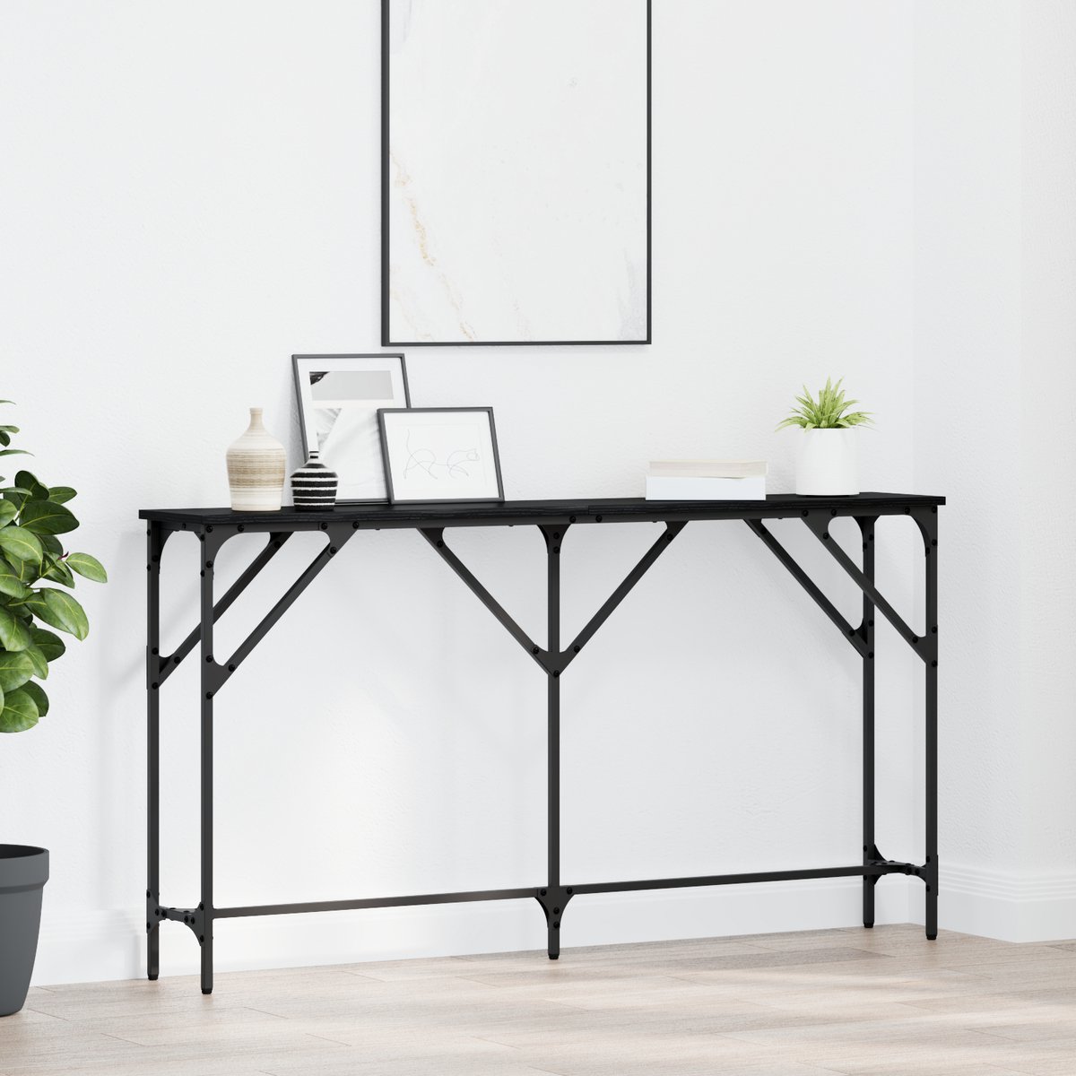 vidaXL Wandtafel - Zwart - eiken - 140 - x - 23 - x - 75 - cm Zwart eiken