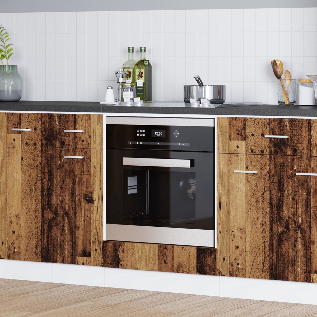 Ovenkast Lucca bewerkt hout zwart kopen