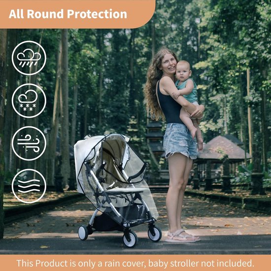 Universele regenhoes voor kinderwagens - Weerbestendige hoes voor reiskinderwagens - Kinderwagenaccessoire - Weerbestendig - Waterdicht - Stof- en sneeuwbestendig - Zwart van Aylalool — afbeelding 2