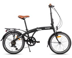 SJOEF Travel Vouwfiets 20 inch | 6 Shimano Versnellingen |Compact & Lichtgewicht | Mat Zwart