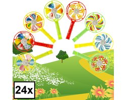 Decopatent 24 STUKS Windmolens - Traktatie Uitdeelcadeautjes voor kinderen - Klein Speelgoed Traktaties - Windmolentjes - Uitdeelcadeaus