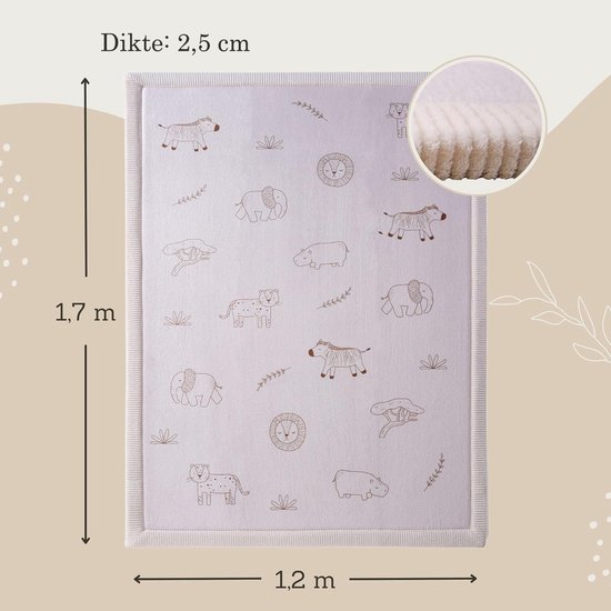 Hakuna Matte Wolkzachte Fluwelen Mat Speelmat baby 170 x 120 x 2,5 cm - Kindertapijt met hoogwaardig traagschuim - Baby speelkleed met antislipbasis - Babykruipmat, kinderkamertapijt