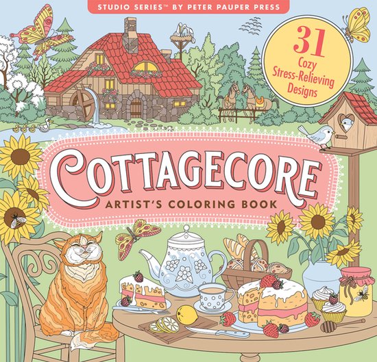 Cottagecore Adult Coloring Book (31 Stress-Relieving Designs ... - cover