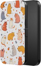 Smartphonica Telefoonhoesje Geschikt voor iPhone 13 Pro Max Kunstleren Bookcase Hoesje met Magnetisch Lipje en Pasjeshouder met Katten Opdruk geschikt voor iPhone 13 Pro Max