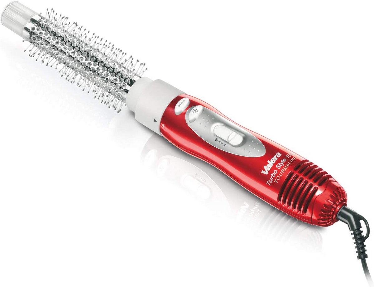 Heteluchtstyler met 2 borstels en föhn, 1000 watt, ideaal voor zachte golven en stylen thuis in rood