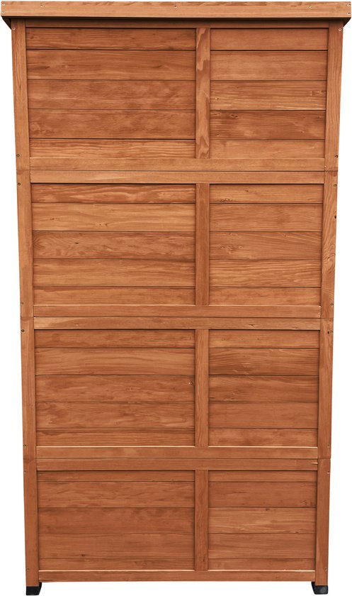 Armoire de rangement en bois AXI Hugo Coffee Brown - Abri de jardin avec toit galvanisé - 3 étagères et base - Bois FSC - Fermeture magnétique - 85x52x174cm