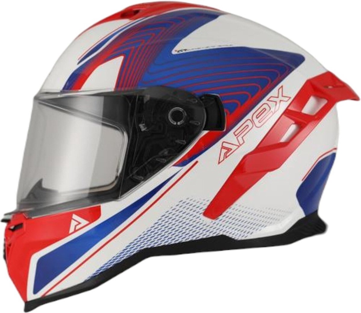 APEX FI200 Madrid Wit Blauw Rood Integraalhelm - Maat M - Helm Motorhelm
