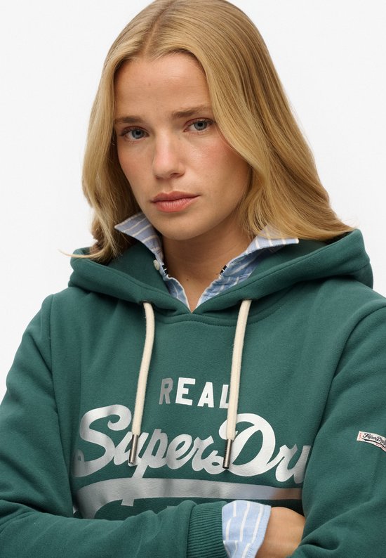 Superdry - Sweat à capuche métallisé à logo Vintage - Femme - Sweats à capuche
