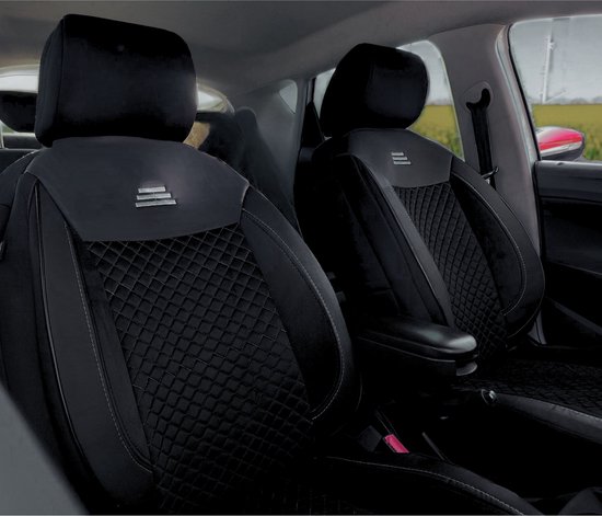 Housses de siège de voiture pour Volkswagen Passat CC 2008-2016 | Sièges avant et arrière | AIS AIF103 | Zwart avec coutures blanches