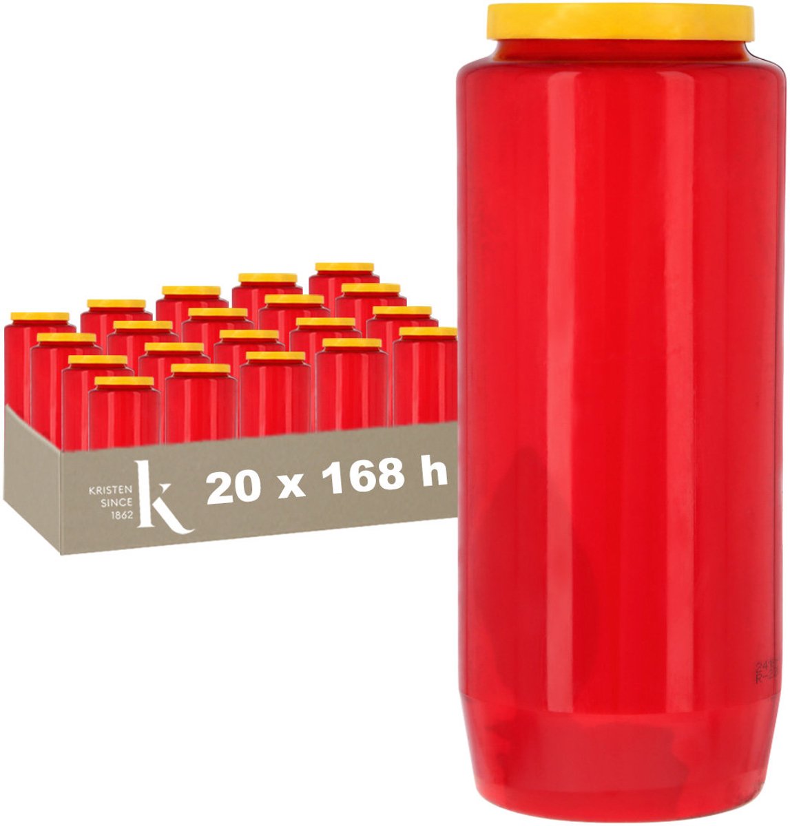 Kristen Kaars 7 Dagen Rood – Kaarsen – 20 Stuks – Herdenkingslicht – Grafkaars – Brandduur 168 Uur – Voor Binnen en Buiten