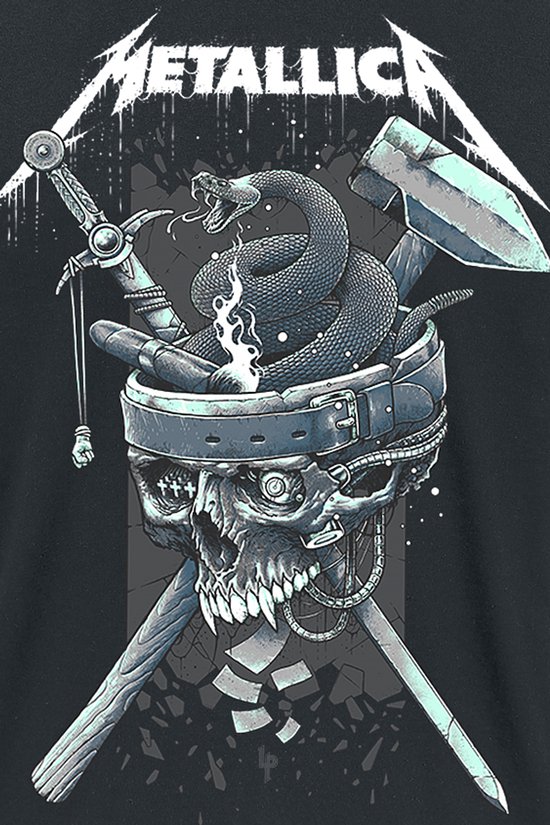 Tshirt Homme Metallica -L- History White Logo Zwart