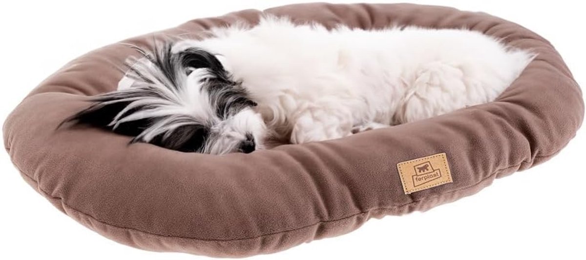 Zacht en wasbaar hondenbed voor kleine honden en katten - Microfleece kussen taupe