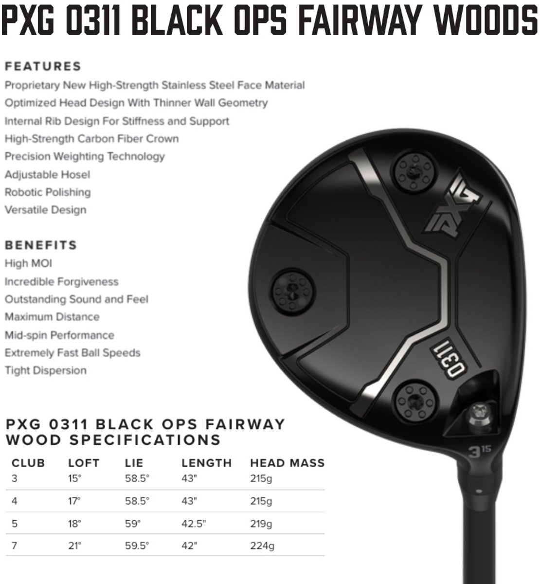 Bois de parcours PXG 0311 Black Ops