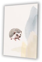 Egel in zacht aquarelontwerp - Egel schilderij - Canvas schilderij dieren - Aquarel - Klassiek schilderijen - Slaapkamer muurdecoratie - canvas 60x90 cm