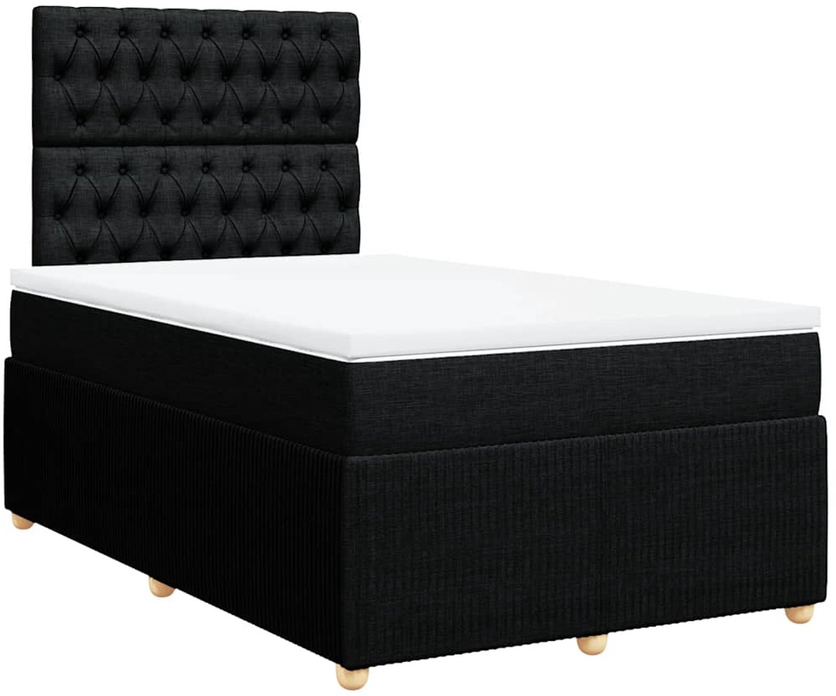vidaXL - Boxspring - met - matras - stof - zwart - 120x190 - cm