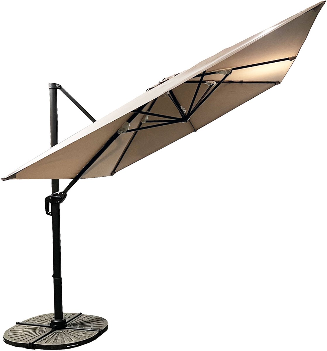 Buitenkado Ultimate Zweefparasol – 3x3m - Aluminium - Taupe