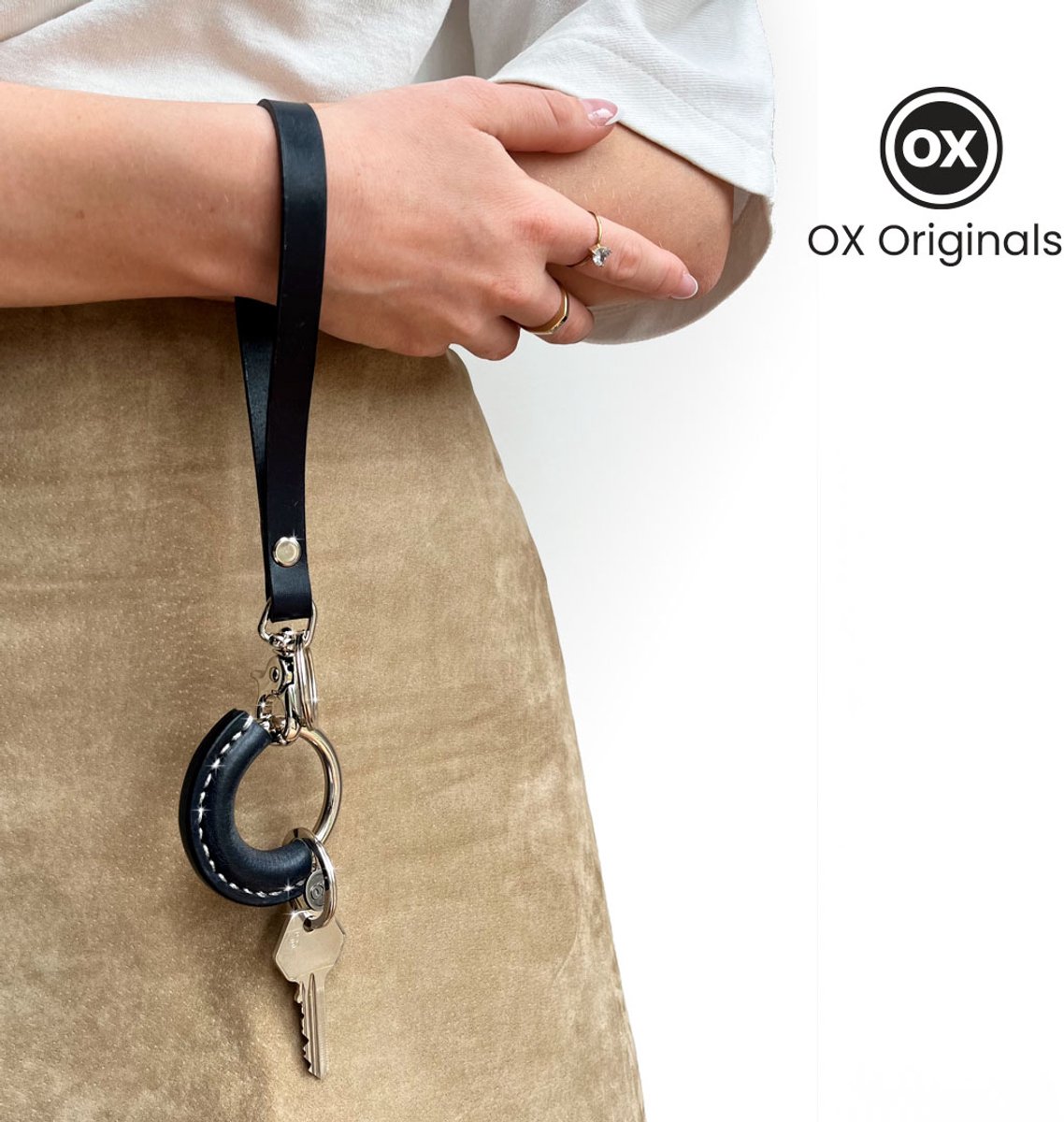 OX Originals - Polsband Collectie - Sleutelhanger - Zwart - Chroom