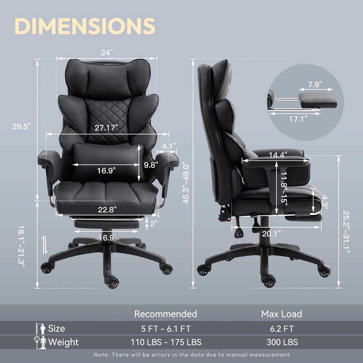 Ergonomische Bureaustoel - Loungestoel - Gamingstoel - met Pocketvering - en Lendensteun - Verstelbare Hoge Rugleuning - Comfortabele Kantoorstoel - met Armleuningen - Draai- en Roldesign - Voor Gaming & Thuiswerken - Bruin – foto 6