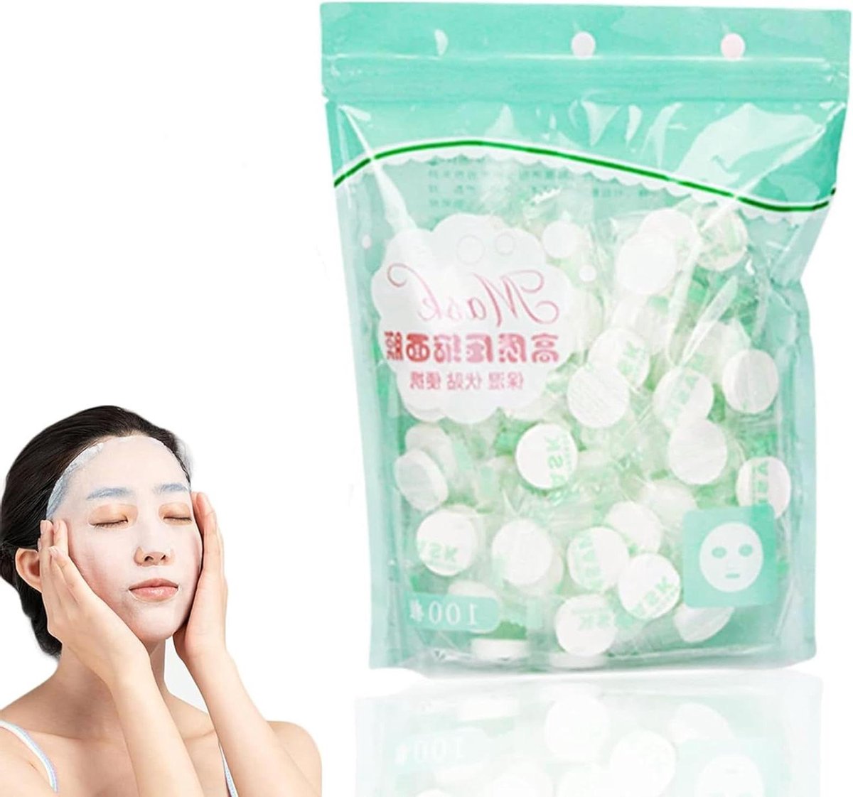 100 stuks Natuurlijke gezichtsmasker papier: DIY katoenen masker vellen - Verwijderbaar en gecomprimeerd