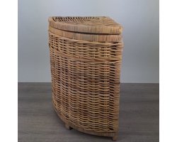 Hoekwasmand - Met deksel - 40x40xH65 - Riet - Rotan - Naturel