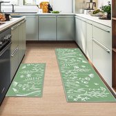 Goodivery ® Set de 2 tapis de cuisine, tapis de cuisine antidérapants, tapis de cuisine, lavable antidérapant, tapis de cuisine pour cuisine, salon, salle à manger, salle de bain ( Bloem F 43 x 150 cm + 40 x 60 cm