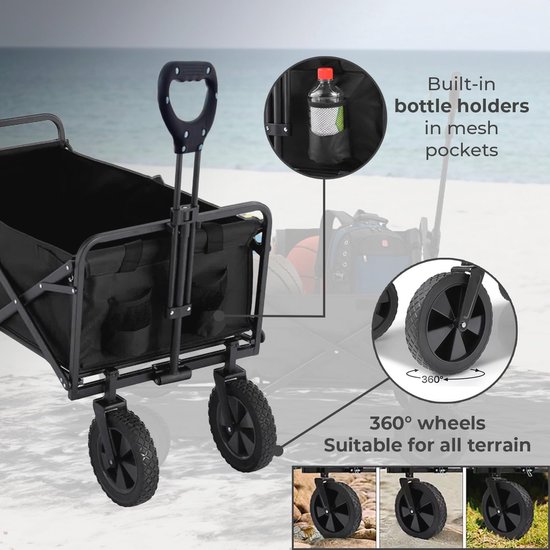 Opvouwbare Tuinkar met Grote Capaciteit - Voor Strand, Tuinieren, Outdoor, Kamperen en Winkelen van Sekey — afbeelding 4