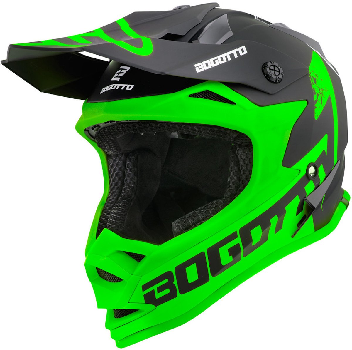 Bogotto V321 Soulcatcher Groen Zwart Crosshelm - Maat XL - Helm