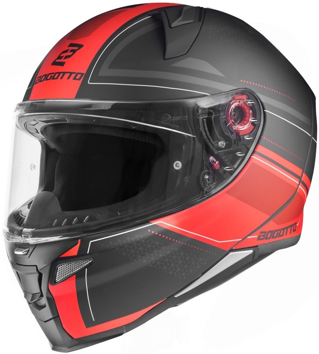 Bogotto FF110 Cinder Mat Zwart Rood Integraalhelm - Maat XS - Helm