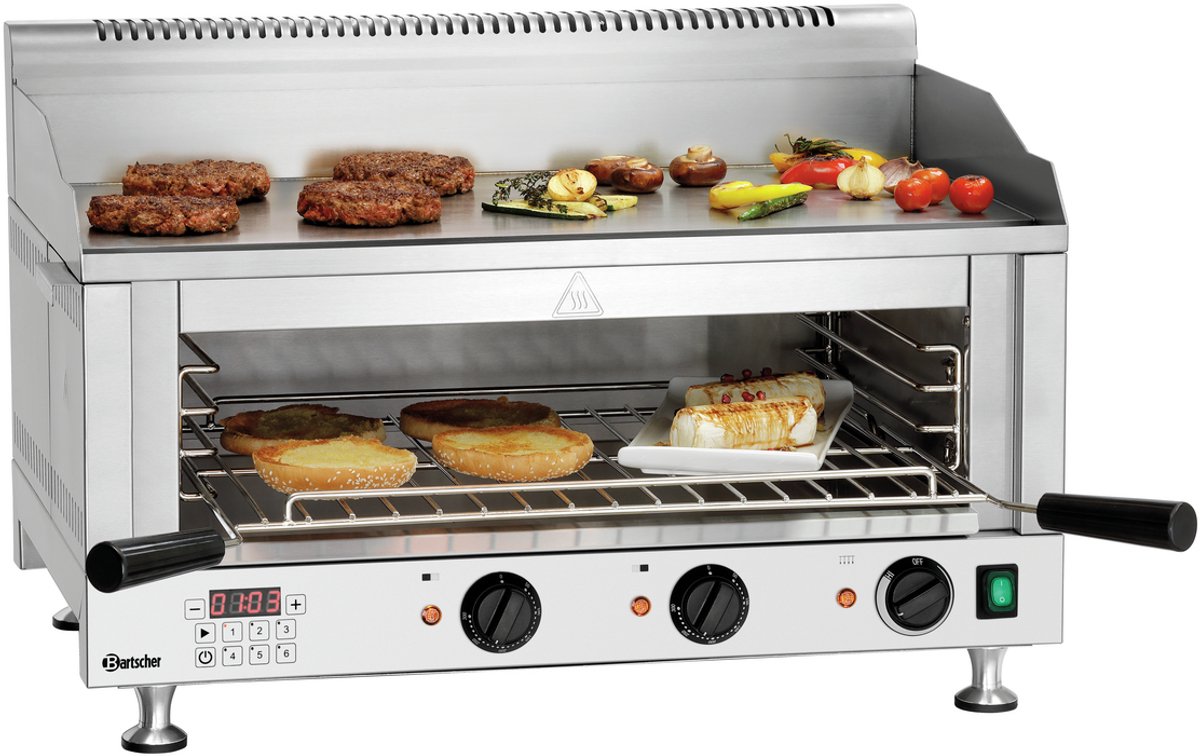 Bartscher Bakplaat & Salamander 6640 - Elektrisch - 2 Verwarmingszones - 400V - 718x560x460mm