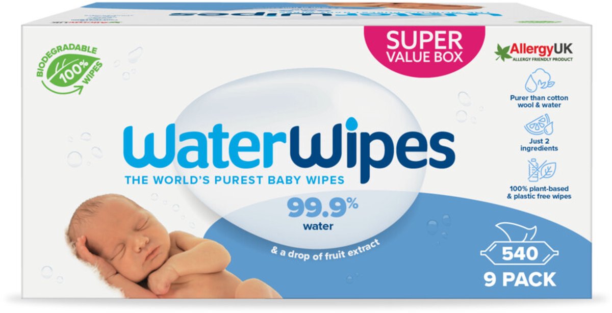 Goedkoopste 2x WaterWipes Billendoekjes 9x60 = 540 stuks