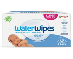 WaterWipes Billendoekjes - 2 x 9x60 = 540 stuks - Voordeelverpakking