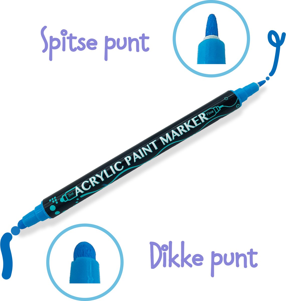 CREACOL Acrylstiften 24 stuks - Dual Tip - Verfstiften - Tekenset - Happy Stones Stiften - Inclusief Sjablonen — afbeelding 8
