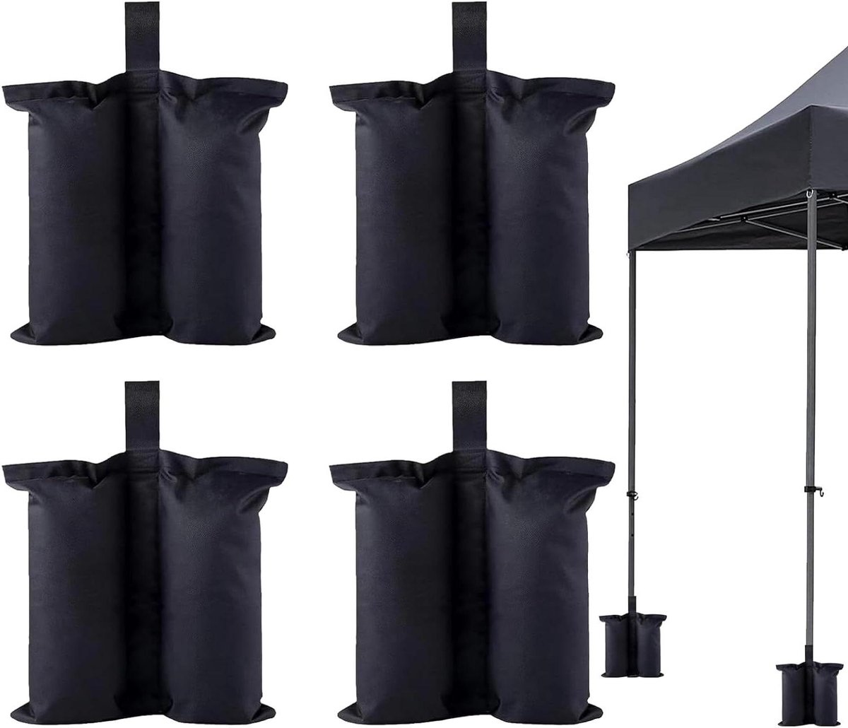Zandverzwaringszak voor buiten: 4 stuks winddichte zandzakken voor tent 34 × 34 cm – vaste tentstokken gewicht paviljoen zandzak voor camping strand tuin