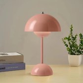 Tafellamp Oplaadbaar – 3 Kleuren - Draadloos en dimbaar - Moderne touch lamp – Nachtlamp Slaapkamer – Decoratieve - Bureaulamp - LED - roze