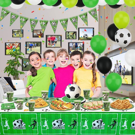 Voetbal Feest Decoraties - Tafelgerei Set voor Sport Thema Verjaardag - 20 Gasten Inclusief Papieren Borden, Servetten & Bekers — afbeelding 3