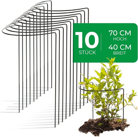 10 struiksteunen metaal halfrond 40 cm Ø70 cm hoog groene vaste plantenhouder bloemenhouder klimplant plantensteun bloemensteun vaste plantensteun klimhulp struikhouder rozensteun