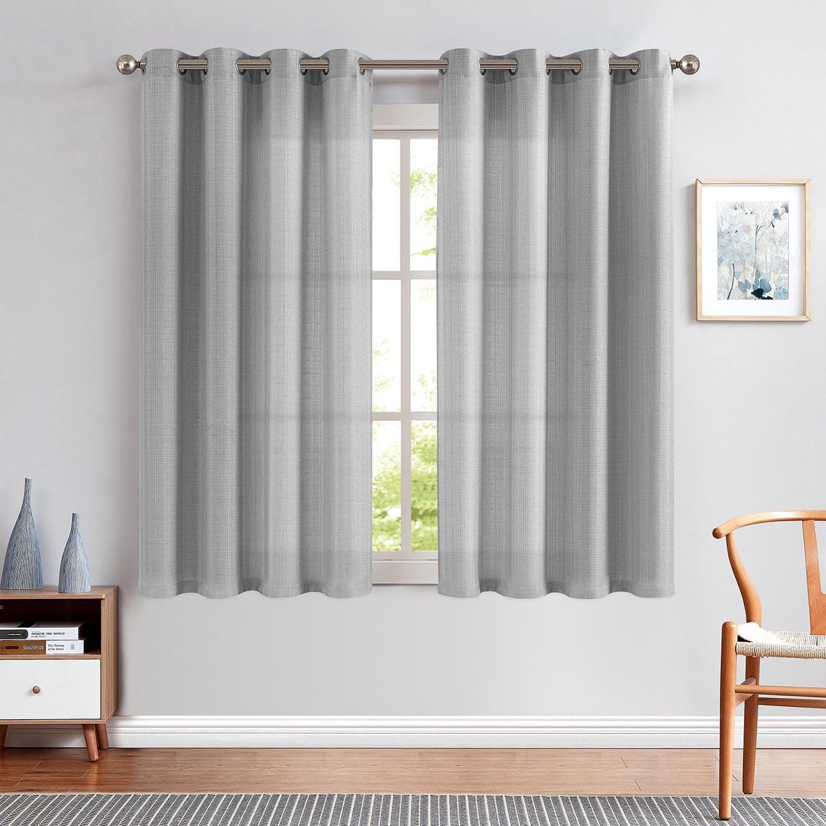 Ibenzoa Elegante Grijze Gordijnpanelen met Lichtfiltering en Privacy voor Woon- en Slaapkamer grijs