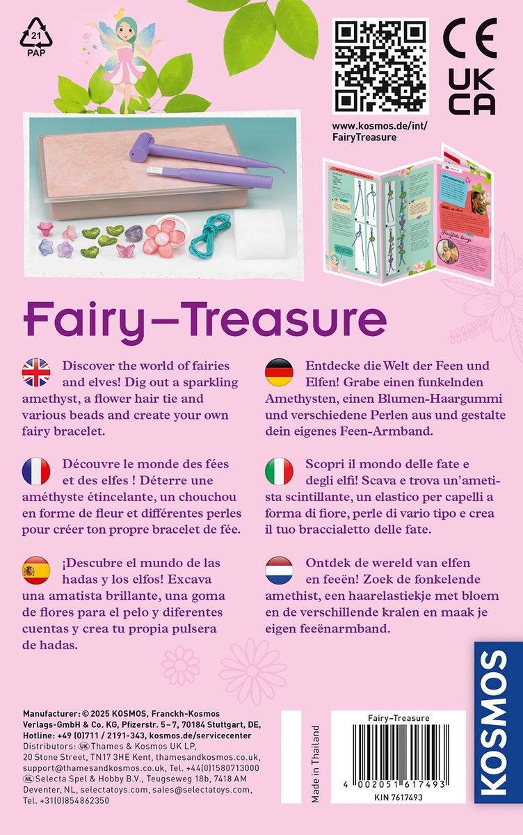 KOSMOS Dig Out Fairy Treasure - Opgravingsset - Graaf Een Feeënschat Op - Maak Je Eigen Feeënarmband - Inclusief Amethist, Bloemenkralen en Haaraccessoire - STEM Speelgoed - Vanaf 7 Jaar — afbeelding 2