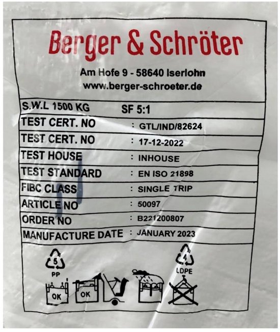 Berger & Schröter 50097 Big Bag 90 cm x 90 cm x 90 cm van Berger — afbeelding 2