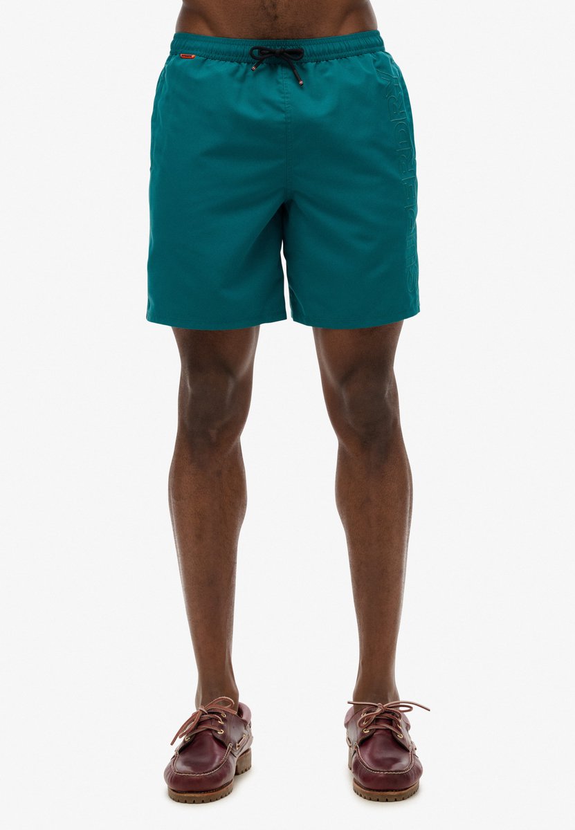 Superdry Premium zwemshort met borduursel 43 cm Heren Zwembroeken Groen