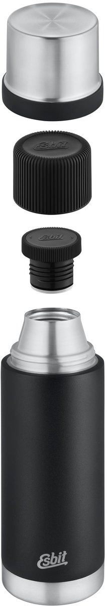 Esbit Sculptor Thermosfles - 750ml - Mat Zwart - RVS - 2 Bekers