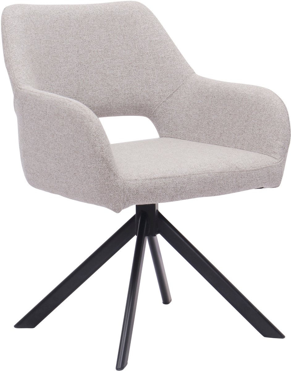 Ams Living® Eetkamerstoel Draaibaar | Luxe afwerking | Stoffen Stoel met Metalen Poot | Kleur Licht Grijs | Eettafel Stoelen | Design Kuipstoelen Eettafel