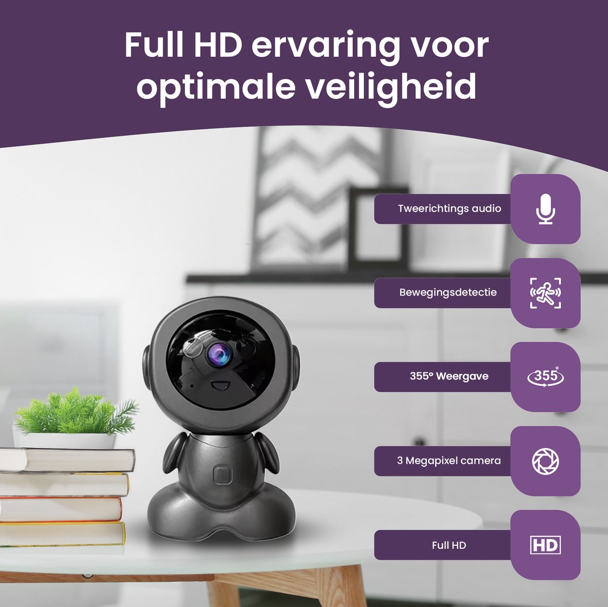 Kooshy 3MP Pro wifi-babycamera met app thumbnail 6