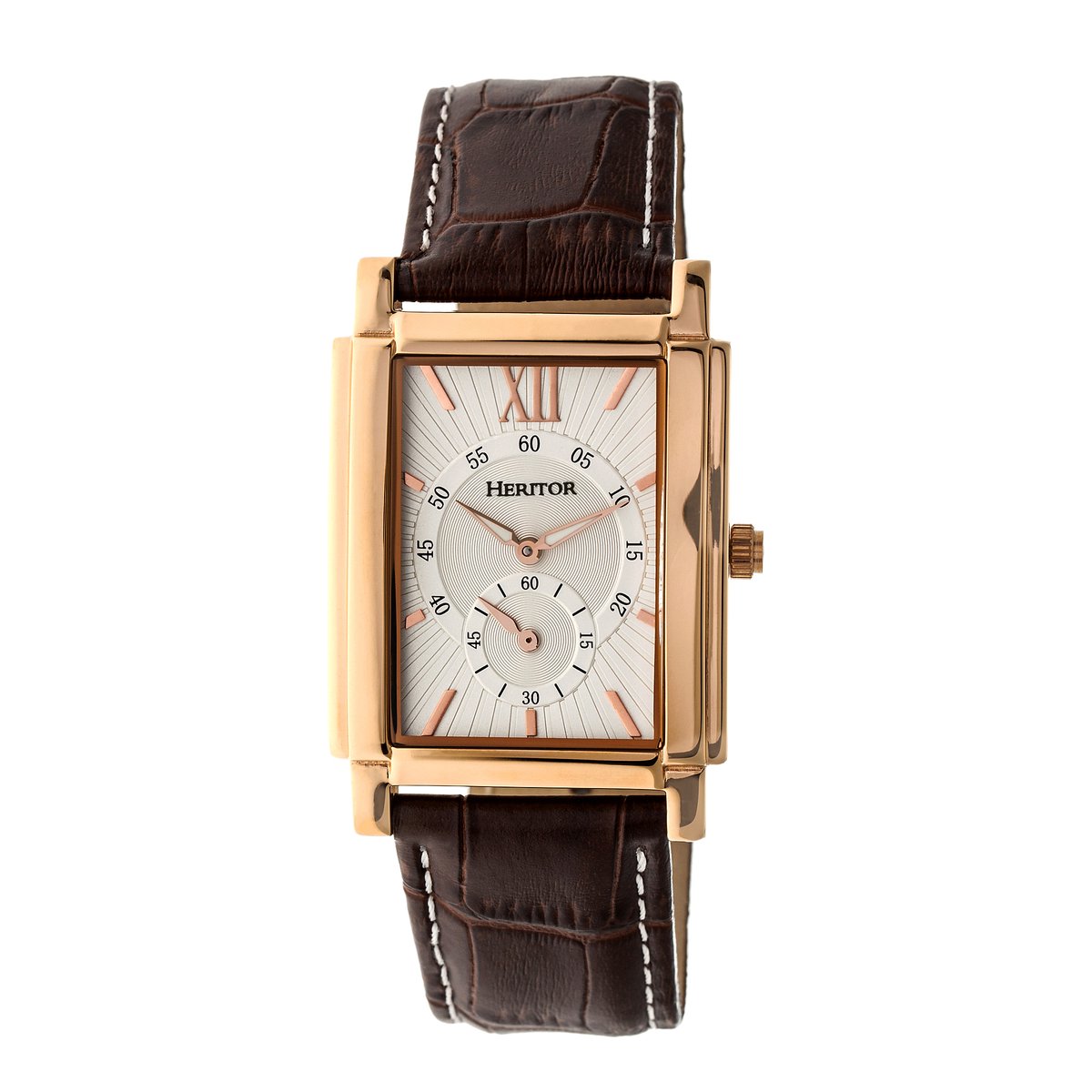 Heritor Automatic Frederick horloge met leren band - roségoud-zilver