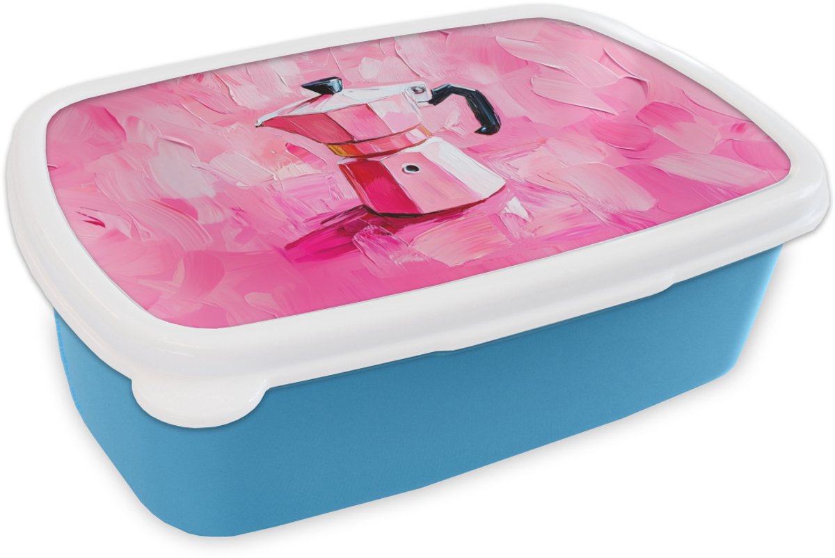 Broodtrommel Blauw - Lunchbox Roze - Verf - Coffee - Brooddo