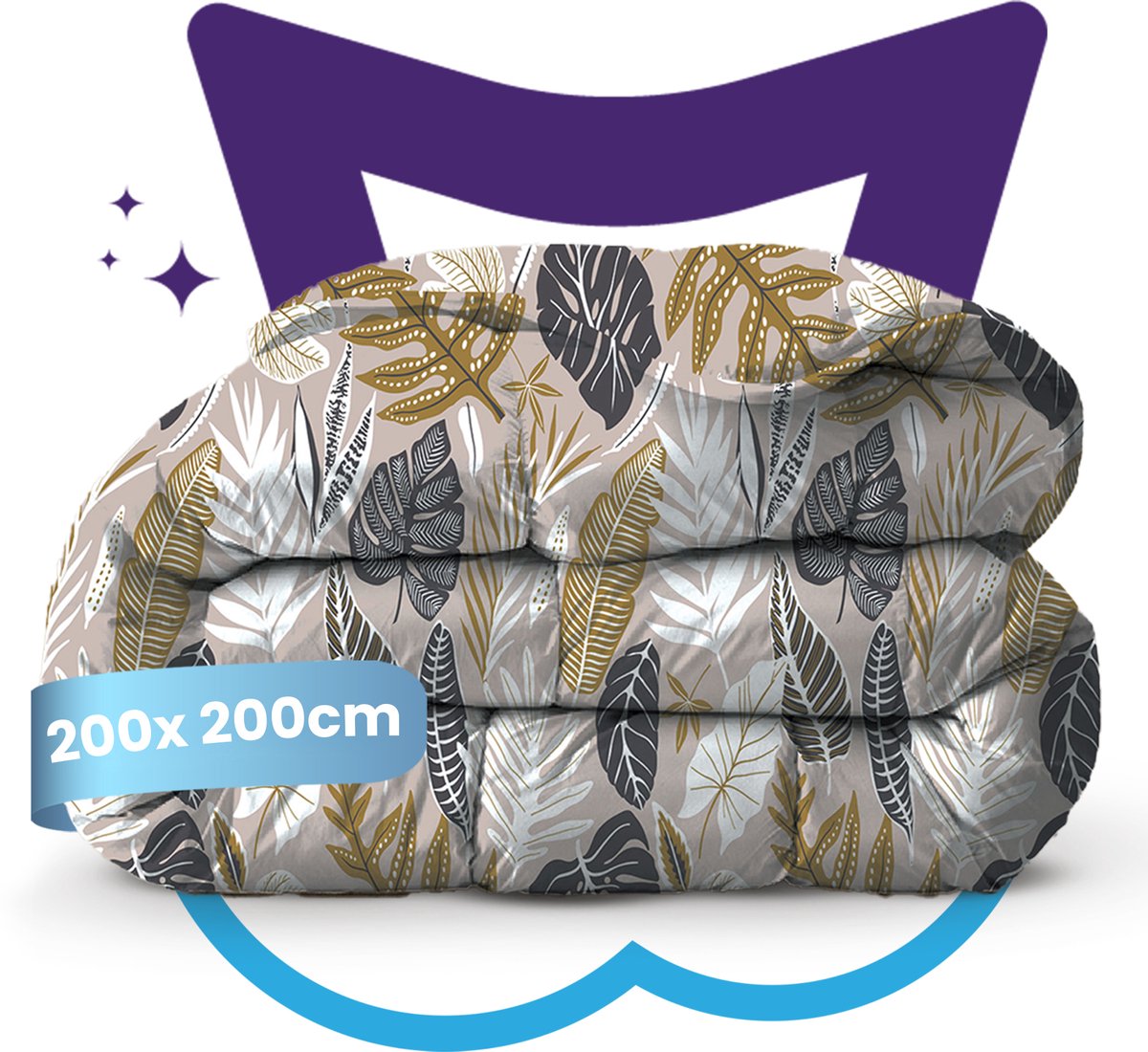 Slaapspeciaal Zomerdekbed - eazydekbed ® Series LOTTE - Dekbed zonder overtrek + 2 KUSSENSLOPEN | 200x200 cm - Hoesloos dekbed - 100% Katoen - Bedrukt dekbed - Dekbed in kleur - Gekleurd dekbed - Tweepersoons dekbed