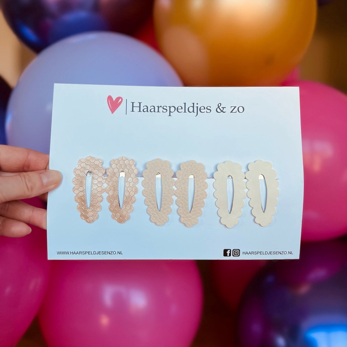 Haarspeldje Noor - golvend - open - setje - beige - crème - 5 cm speldjes