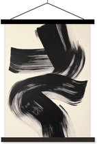 Posterhanger incl. Poster 120x160 cm - Schoolplaat - Strepen - Zwart - Abstract - Textielposter - Zwarte latten